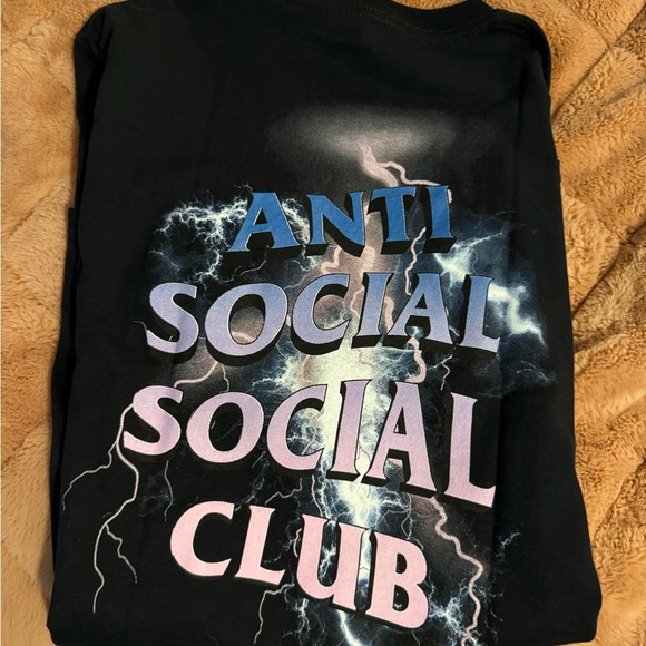 Anti Social Social Club Black Tee with Pink Logo - Picture 1 of 3
